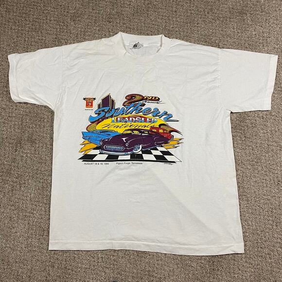 VTG Hot Rod Shirt Mens XL FOTL Cars 90s Pigeon Forge Leadsled National Summer - Picture 1 of 4